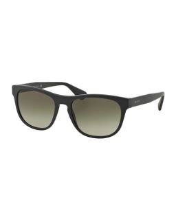 Prada Rectangular Acetate Sunglasses, Dark Gray