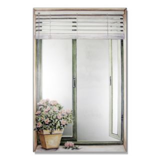 Stupell Industries Faux Window Mirror Screen with Blinds and Rose