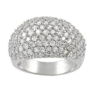 Journee Collection Sterling Silver Pave set Cubic Zirconia Dome Ring