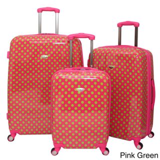 American Travel Polka Dot Expandable 3 piece Hardside Spinner Luggage