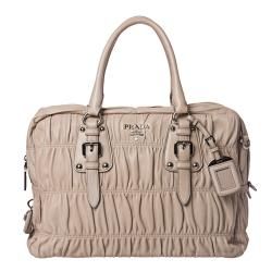 Prada Beige Ruched Leather Bowler Bag  ™ Shopping   Big
