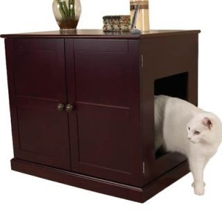 Pet Studio Cat Litter Box Cabinet in Mahogany