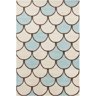 Chandra Rugs Stella Patterned Contemporary Wool Cream/Blue Area Rug