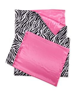 Swankie Blankie Zebra Print Sleeping Bag & Pillowcase Set