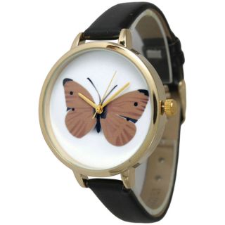 Olivia Pratt Womens Butterfly Skinny Leather Band Watch