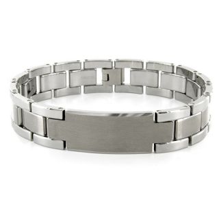 Mens Tungsten Carbide ID Watch Link Bracelet (14 mm)