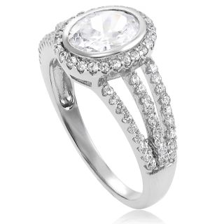 Journee Collection Sterling Silver Cubic Zirconia Oval Bridal Ring