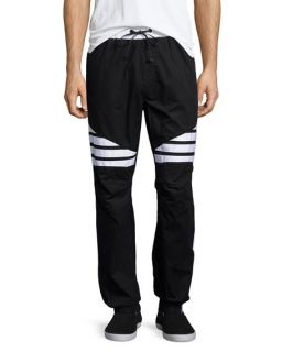 Hudson Jeans Striped Woven Jogger Pants, White/Black