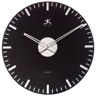 Infinity Instruments Black and Mirrored Glass 14.12 Inch Wall Clock