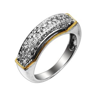 Sonia Bitton 14k Gold over Sterling Silver Diamond Two tone Pave Ring