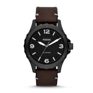 Fossil Mens JR1450 Nate Three Hand Brown Leather Watch   17393131