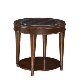 Emerald Transitional Round End Table with Glass Top  