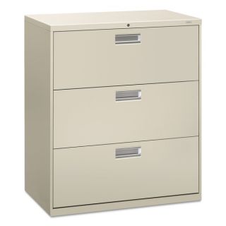 HON 600 Series 36 inch Wide Light Grey 3 drawer Lateral File Cabinet