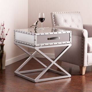 Upton Home Carollton Industrial Mirrored Side/ End Table