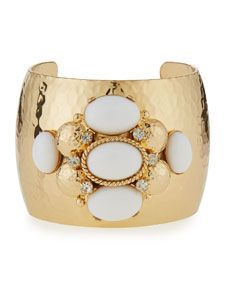 R.J. Graziano Crystal & Cabochon Cuff Bracelet, White