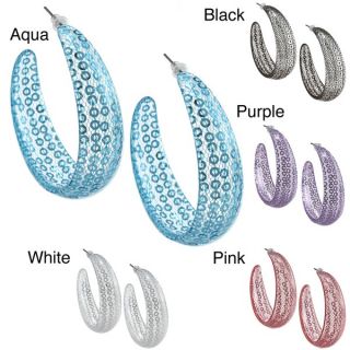 Colored Acrylic Sequin Semi hoop Earrings  ™ Shopping