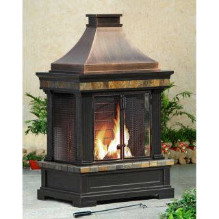 Sunjoy Brownston Steel Wood Outdoor Fireplace