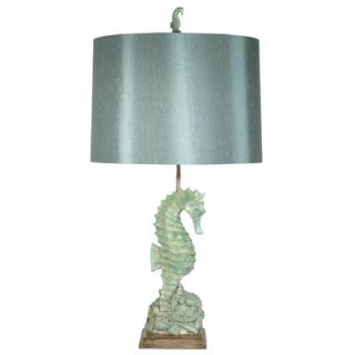 Style Craft Nautical of Seahorse and Shells 32 H Table Lamp with Drum