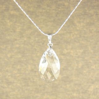 Jewelry by Dawn Large Clear Crystal Pear Sterling Silver Necklace