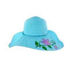 Faddism Womens Blue Flower Straw Sun Hat  ™ Shopping