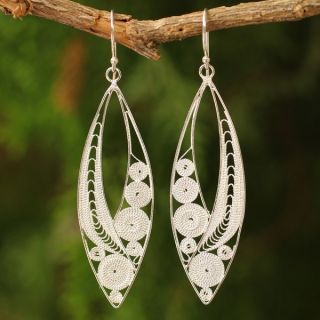 Intricate Abstract Swirls Sterling Silver Dangle Earrings (Thailand)