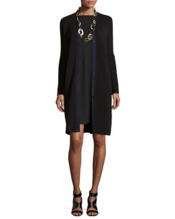 Eileen Fisher Washable Wool Long Snap Jacket & Long Sleeve A line Dress, Womens