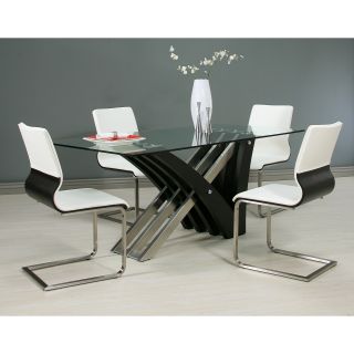 Impacterra Furniture Akasha 5 Piece Wenge Dining Set with Charlize Chairs   White   Dining Table Sets