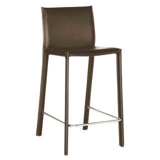 Baxton Studio 25.5 Inch Emsick Leather Wrapped Counter Stool   Bar Stools