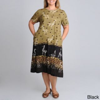 La Cera Womens Plus Size Giraffe Print A line Knit Dress  