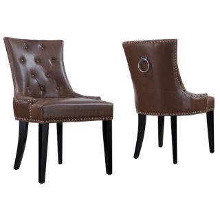 Dallas Antique Brown Leather Dining Chair   16650730  