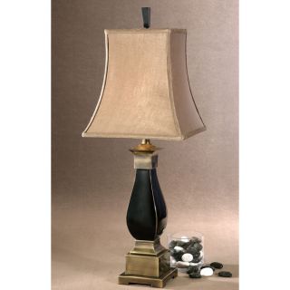 Uttermost Benedict Black Ceramic Taupe Textile Table Lamp