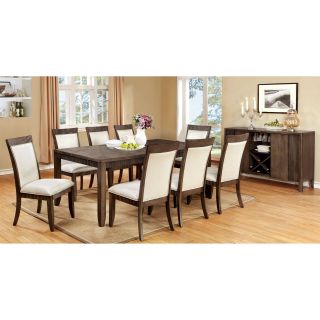 Furniture of America Midkiff Transitional 9 Piece Wood Dining Table Set with Matching Chairs   Dining Table Sets