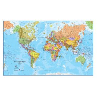 World MegaMap 120 Laminated Wall Map   77W x 47H in.   Educational Globes