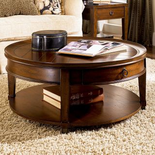 Hammary Sunset Valley Round Cocktail Table   Rich Mahogany   Coffee Tables