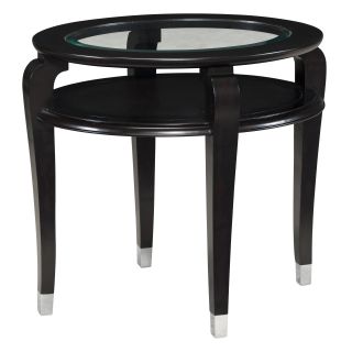 Magnussen Harper Oval Ebonized Black Cherry Wood and Glass End Table   End Tables