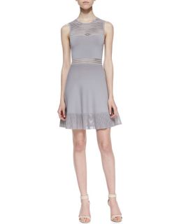 Torn by Ronny Kobo Mabel Open Stitch Fit And Flare Dress, Gray