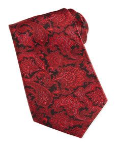 Stefano Ricci Paisley Print Woven Silk Tie, Red