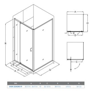 DreamLine Flex 72 x 36.44 Pivot Shower Door with Hardware