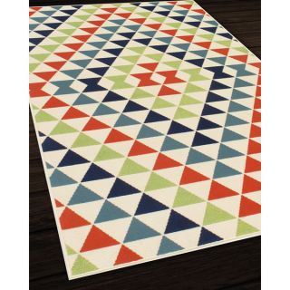 Indoor/ Outdoor Multi colored Striped Rug (67 x 96)