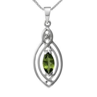 Sterling Silver Celtic Knot Round Natural Peridot Gemstone Necklace