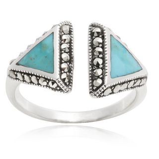 Glitzy Rocks Sterling Silver Square Turquoise Ring