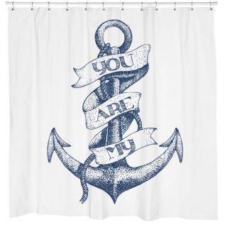 White/ Blue You Are My Anchor Shower Curtain   16789499  