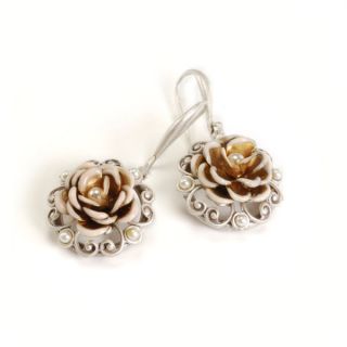 Sweet Romance Heirloom Rose Pinwheel Earrings   Shopping