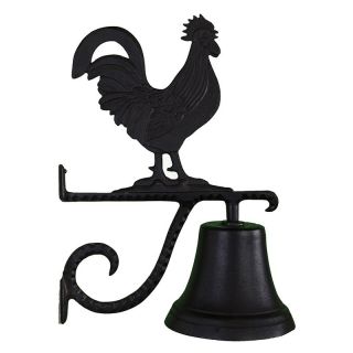 Cast Bell with Black Rooster Ornament   Weathervanes