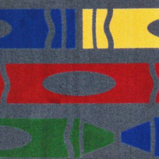 Joy Carpets Playful Patterns Jumbo Crayons Rainbow Kids Rug