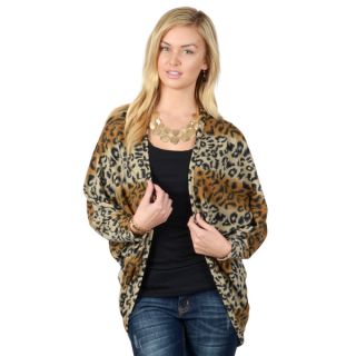 Journee Collection Womens Dolman Sleeve Open Front Mix Print Cardigan