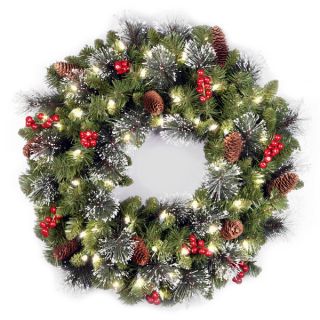 24 inch Crestwood Spruce Wreath with Clear Lights   16767875