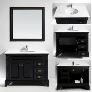 Artificial Stone Top Single Sink Bathroom Vanity with Matching Mirror