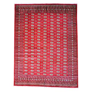 Pakistani Hand knotted Red/ Ivory Bokhara Wool Rug (9 x 12
