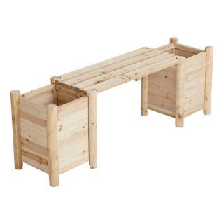 Stonegate Designs Cedar/Fir Bench with Side Planters — Natural Cedar/Fir (Cunninghamia lanceolata), Model# CSN-CPB-07  Benches